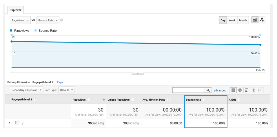 Google Analytics Bounce Rate result