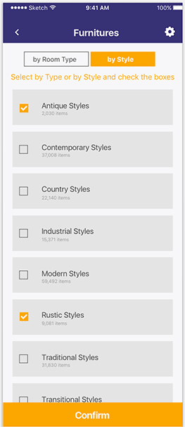 Product type or style selected-redesign version